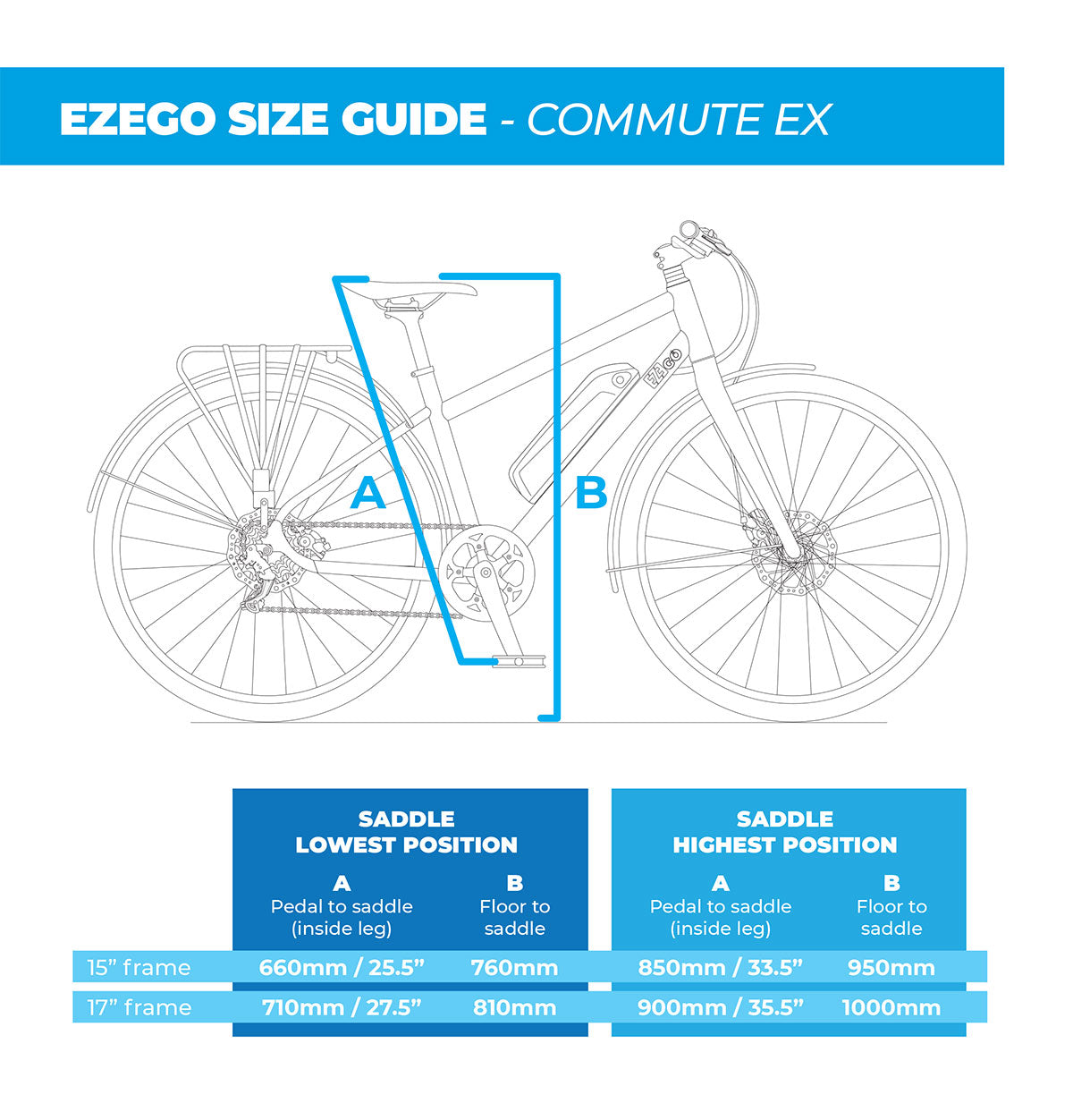 Ezego Commute EX Ladies Size Guide 