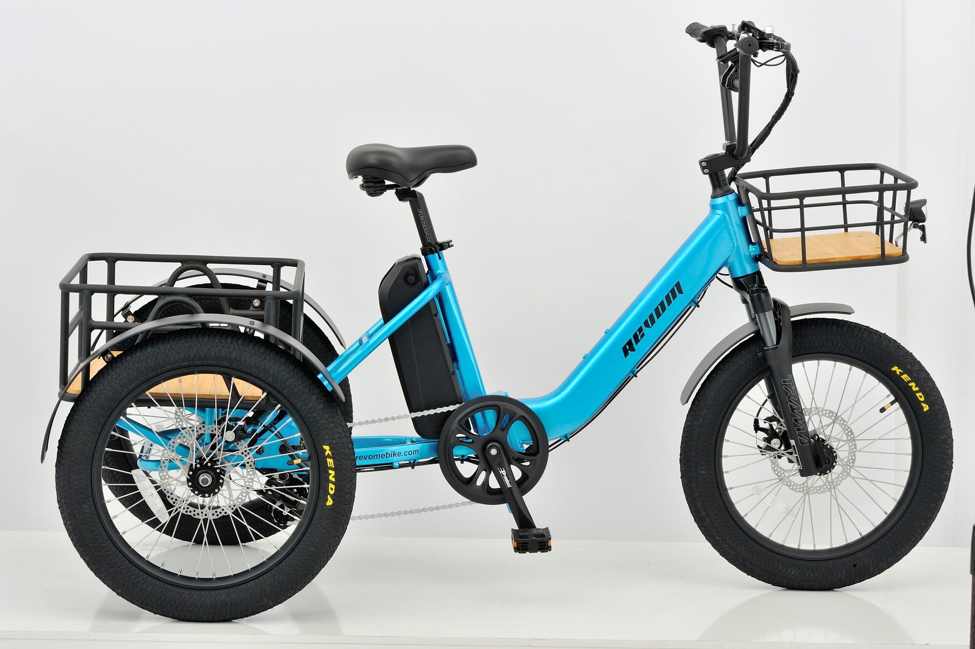 Revom T1 E-Trike Ebike Electric Bike in Blue Side View