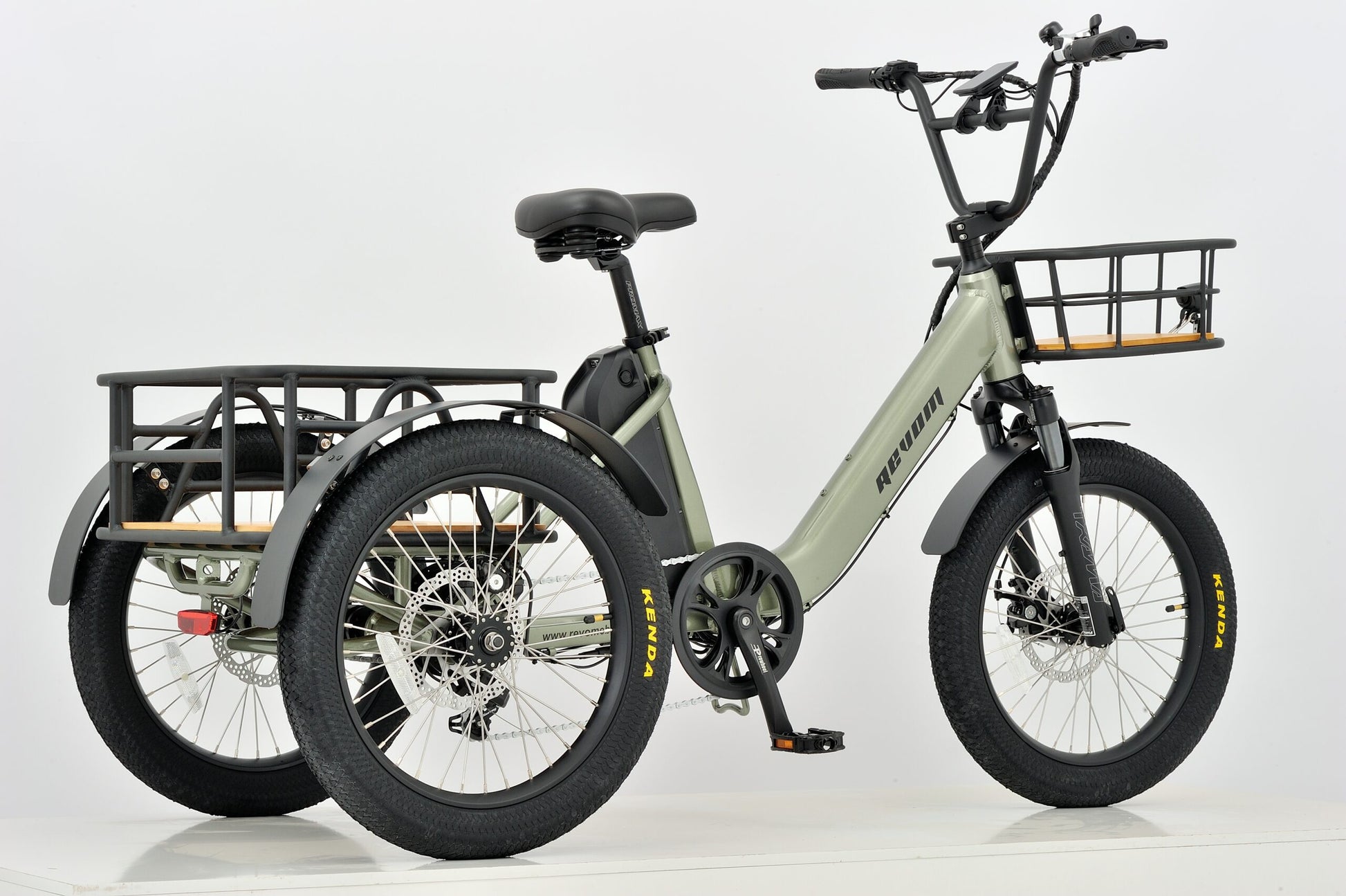 Revom T1 E-Trike Ebike Electric Bike in Military Green Rear Side View