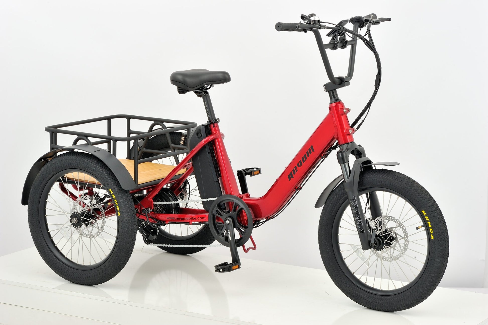 Revom T1 E-Trike Ebike Electric Bike in Red Front Side View