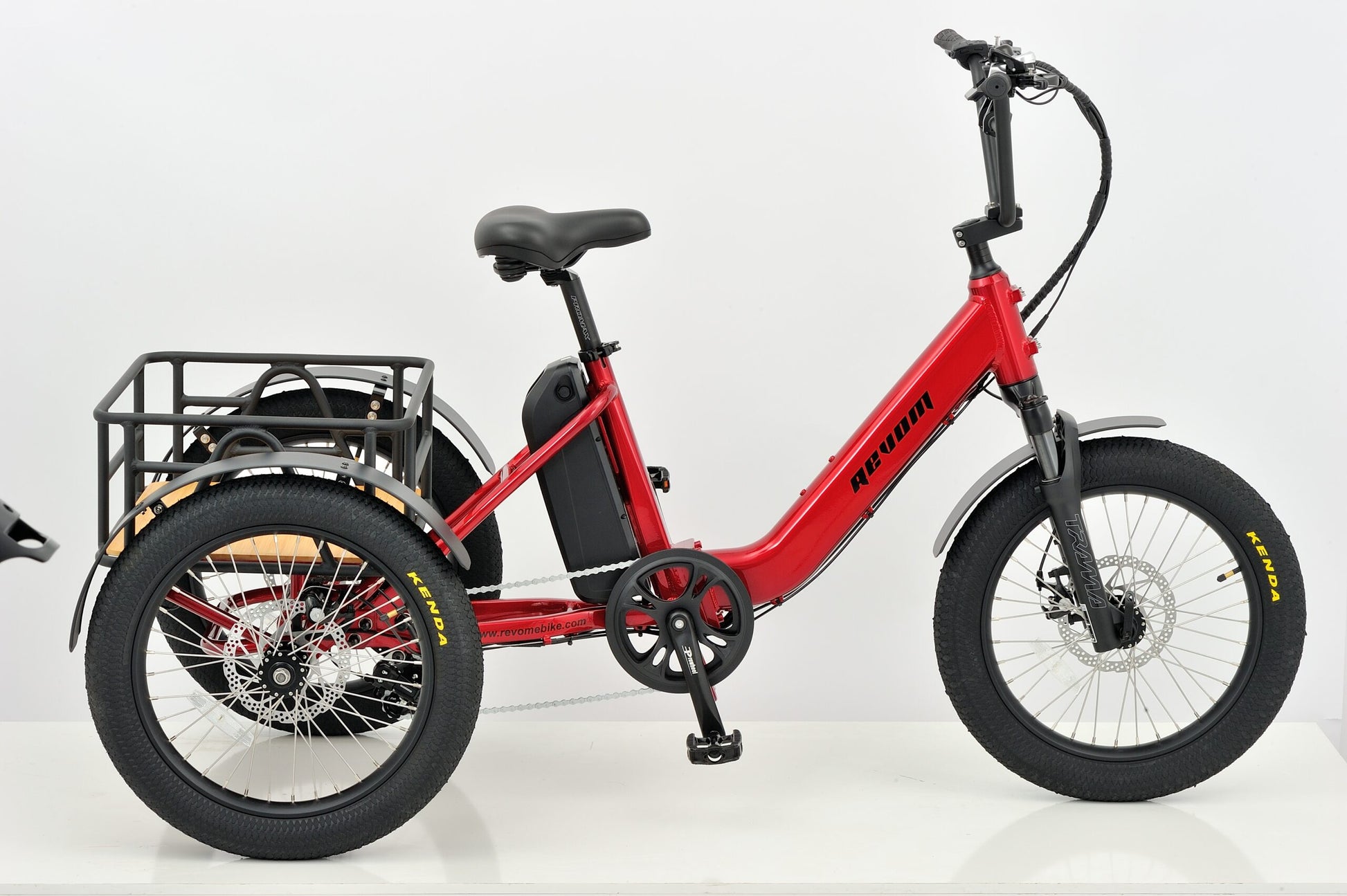 Revom T1 E-Trike Ebike Electric Bike in Red Side View