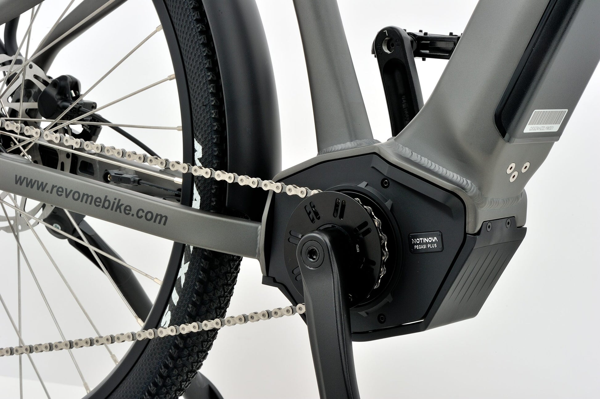 Revom S1 Ebike Electric Bike ATB in Dark Grey View of Mid Crank Motor