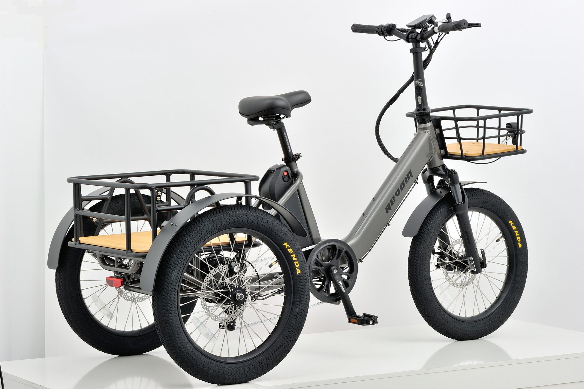 Revom T1F E-Trike Ebike Electric Bike in Grey Rear Side View