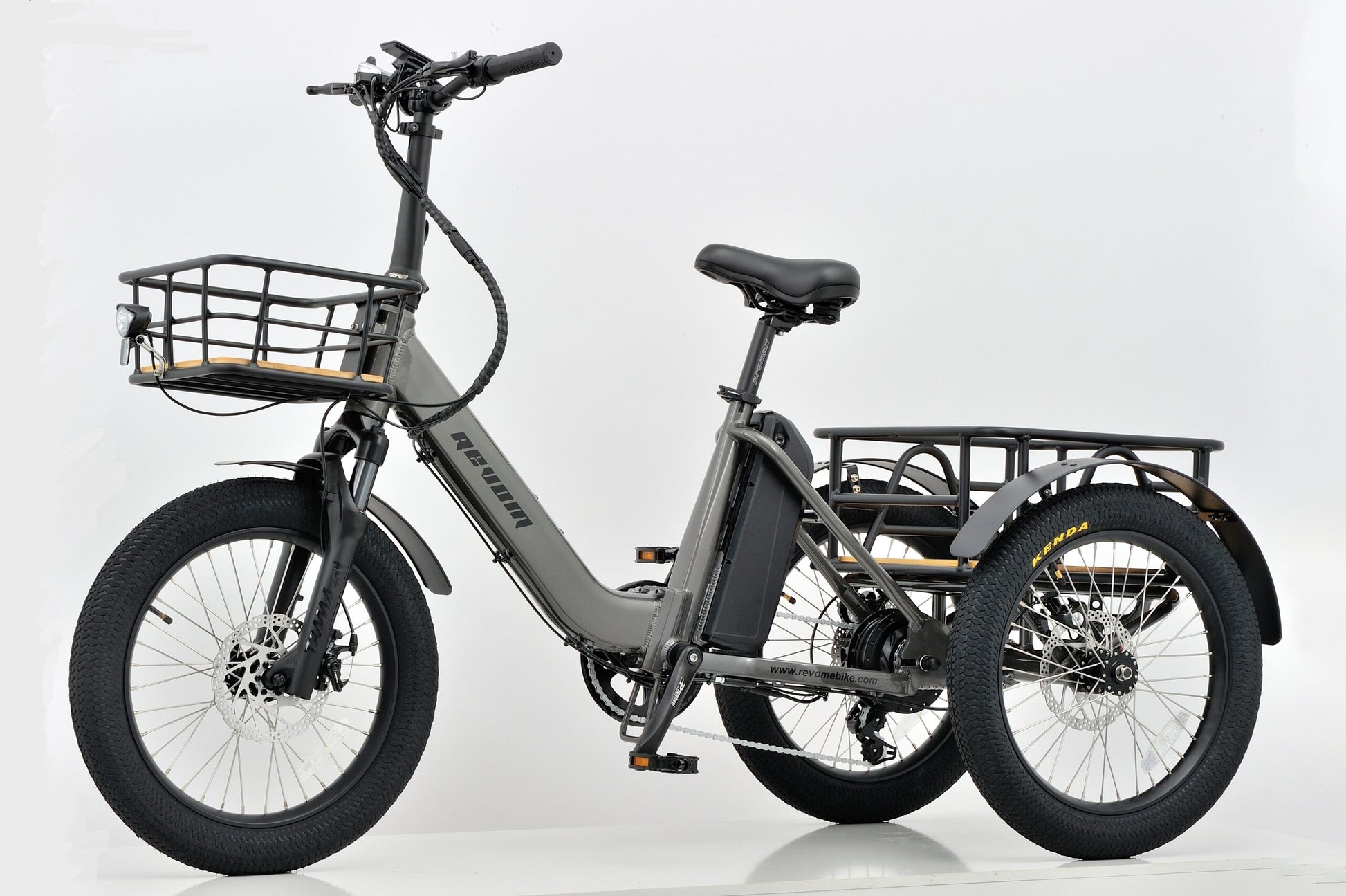Revom T1F E-Trike Ebike Electric Bike in Grey Front Side View