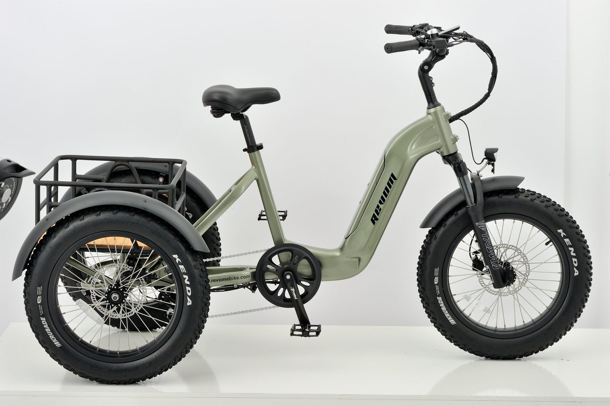 Revom T2 E-Trike Ebike Electric Bike in Military Green Side View