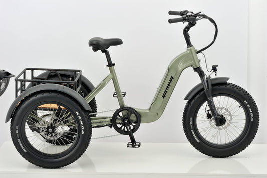Revom T2 E-Trike Ebike Electric Bike in Military Green Side View