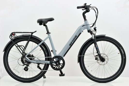 Revom U1 Ebike Electric Bike in Light Grey Side View