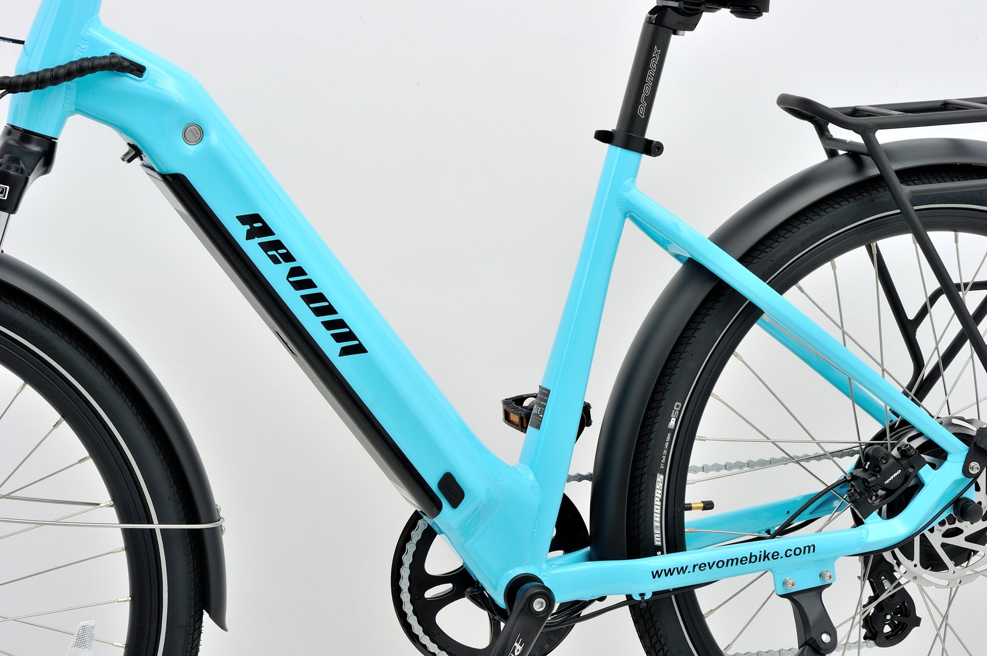 Revom U1 Ebike Electric Bike in Blue Side View Zoomed in 